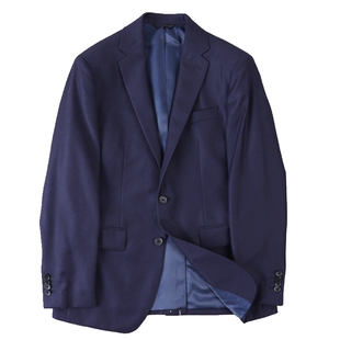 创世代工羊毛呢麻衬薄呢面料男士高档商务休闲藏蓝休闲西服西装秋