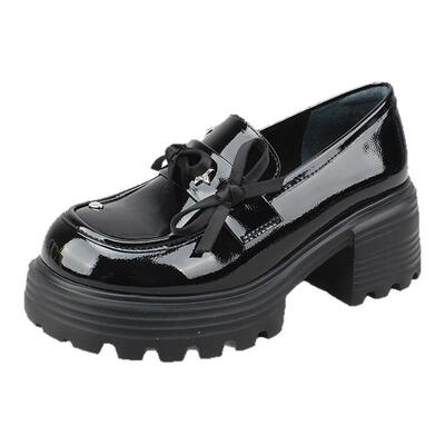 意尔康女鞋2025春季新款厚底漆皮