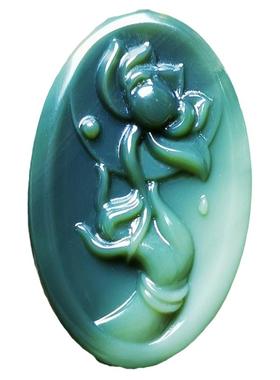 天然保真原矿阿拉善玛瑙蓝绿观音吊坠男款挂件无相佛项链女雕刻件