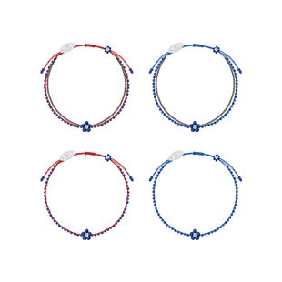 TWOR缇坞/S925银青金石编织花朵细手链女本命年精致独特转运手绳