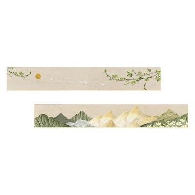 奶油风日照金山客厅长条装饰画