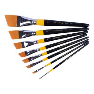 华虹972水粉画笔斜头斜峰水彩画笔美术刷水粉笔单支笔刷板刷尼龙毛专业美术用品油画笔丙烯画笔颜料笔化妆刷