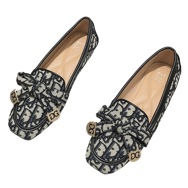 小香风一脚蹬豆豆鞋女2025春秋新款舒适布面软底方头平底单鞋大码