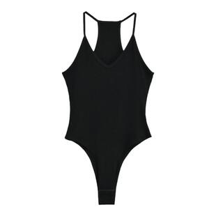 纯欲超好看红色v领吊带连体衣女夏季百搭外穿螺纹背心上衣打底衫