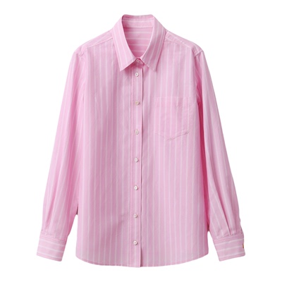 丝棉撞色条纹防晒透气廓形衬衫