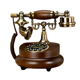 慕予臻复古电话机老式旋转实木无线插卡电话欧式家用办公固话座机