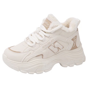 哈尔滨加绒老爹鞋女34小码2025冬季新款加厚保暖大棉鞋厚底运动鞋