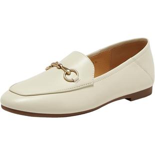 百思图2025秋新款通勤超软羊皮鞋黑色乐福鞋不累脚女单鞋C5268CA5