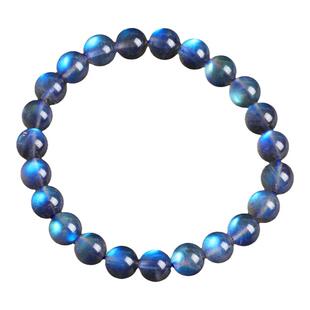 冰种灰月光拉长石手链手串全蓝光彩光月光石一物一图水晶饰品礼物