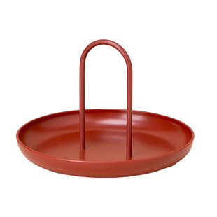 逅里 中古红手持托盘 水果盘首饰收纳盒乔迁开业新年场景布置礼物