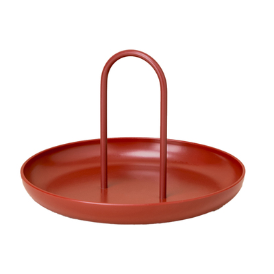 逅里 中古红手持托盘 水果盘首饰收纳盒乔迁开业新年场景布置礼物