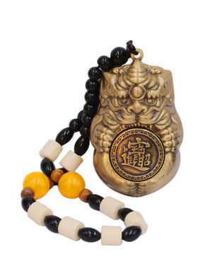 黄铜浮雕抱财貔貅转转文玩盘玩礼