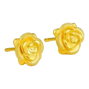 黄金色爆闪百合花耳钉精致个性百搭高级感气质玫瑰耳饰送女友礼物