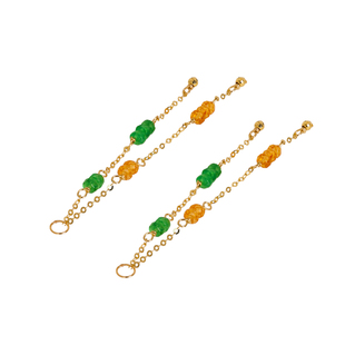 若华珠宝橘纱 沙弗莱彩色宝石耳环女18K金芬达石彩宝流苏耳钉耳饰