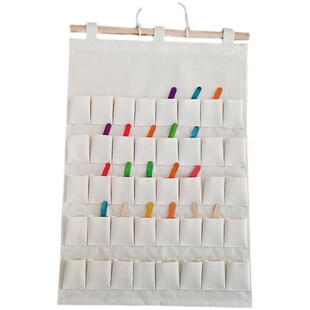 幼儿园喝水记录袋进区卡收纳袋帆布可水洗挂式记录喝水次数插卡袋