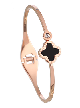 日韩风四叶草钛钢不掉色配饰手镯