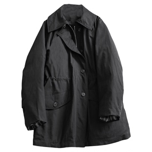 鹅绒服！撞色格纹拼接中长款加厚保暖长袖外套休闲女装羽绒服Q310