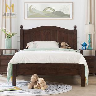 儿童床实木水性漆实木床白色床1.5米女孩男孩1.35米 美式 新疆 包邮