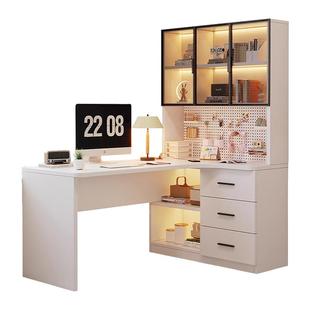 转角书桌书架一体桌简易书柜学生卧室学习桌家用办公桌台式电脑桌