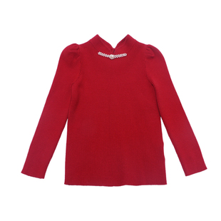 优露童装女童长袖毛衫ULLU冬新款高弹泡泡袖国风儿童半高领打底衫