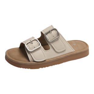 踩屎感真皮拖鞋女夏外穿2026新款仙女风配裙子孕妇一字拖勃肯凉鞋