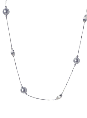 《颈间星河》灰色长款世家珍珠毛衣链2025新款项链满天星颈链女士