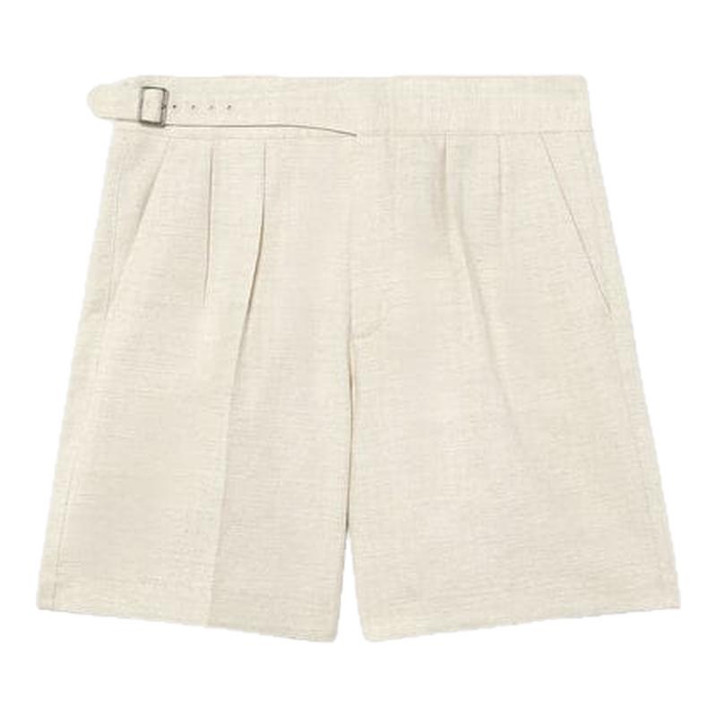 LoroPiana/诺悠翩雅男士休闲裤中高腰棉麻混纺丝绸内衬褶裥新款
