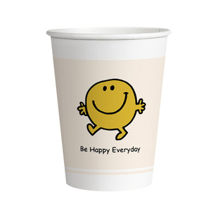 欣悦福卡通笑脸一次性纸杯加厚加硬家用办公室冷热用豆浆杯咖啡杯