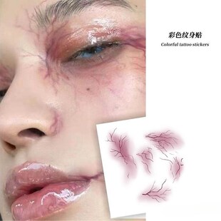 万圣节淤青纹身贴伤痕贴纸逼真3D腮红妆容男女擦伤仿妆贴脸贴