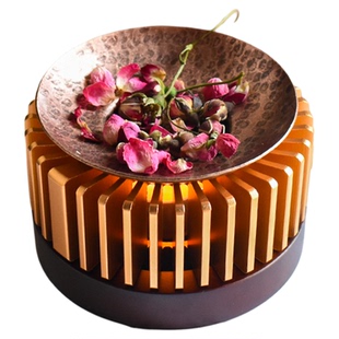 厚院【官雍】紫铜烤茶盘蜡烛加热温茶器围炉煮茶家用可干烧熏香炉