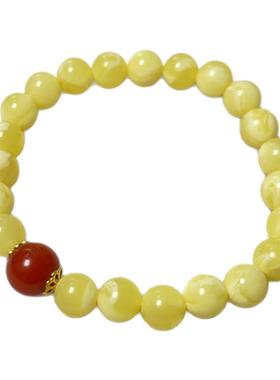 天然原矿新蜜卡8mm圆珠白花手串时尚百搭款