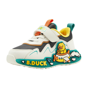 B.Duck小黄鸭童鞋儿童运动鞋发光亮灯加绒冬季新款男童宝宝鞋保暖