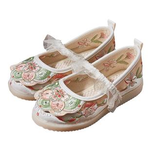 汉服鞋子女童春秋24新款古装国风格格儿童公主绣花鞋老北京布鞋