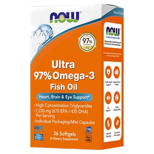 NOW鱼油软胶囊ultra深海97高纯度omega3小颗粒女生成人用美国诺奥