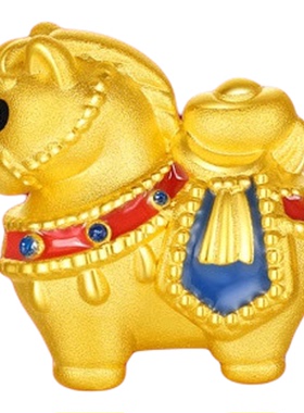 周六福黄金5d硬金手绳女款编绳生肖马系列献宝福马手饰定价