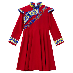 新款儿童蒙古服族服装白马舞蹈演出服女蒙古服装草原筷子舞表演服
