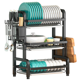 厨房置物架碗碟盘筷收纳沥水架家用台面多功能放碗碟架免打孔架子