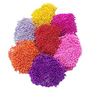 仿真花蕊彩色双头珠光花心古风发簪材料玫瑰花丝网花扭扭棒配件