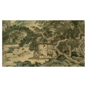 明代 周臣-辟纑图古代山水人物画卷微喷复制学习临摹画稿范本