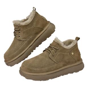 男款雪地靴2025冬季新款皮毛一体真皮羊毛休闲短筒靴子东北大棉鞋