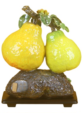 石湾公仔陶瓷柚子摆件招财旺宅