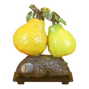 新品石湾公仔陶瓷摆件柚子丁财两旺招财旺宅新中式高端客厅工艺品