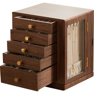 木质旋转首饰盒轻奢高档精致项链黄金珠宝手饰品收纳盒新款大容量