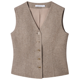 商场同款PURE TOUCH女装25秋冬新款羊毛混纺西装马甲钢花呢收腰