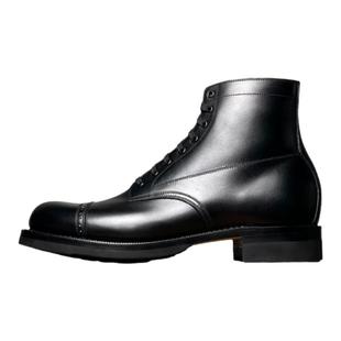 强尼制靴  德国BOXCALF小牛皮秋冬复古圆头高帮绅士军官靴固特异