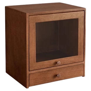 书桌桌面置物架实木桌面收纳柜家用置物柜餐边柜碗架茶具盒小柜子