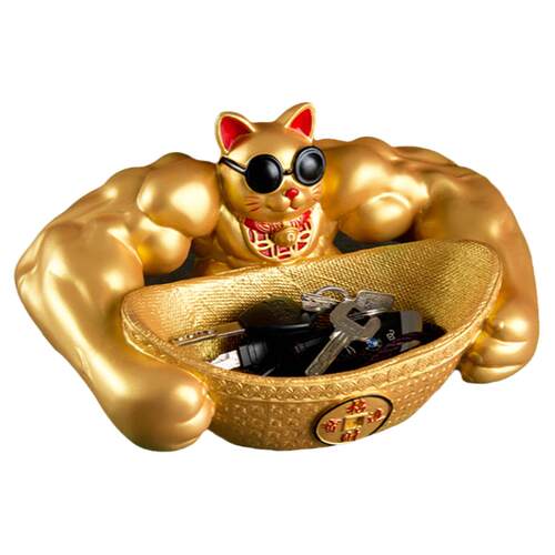 麒麟臂大力劫财招财猫客厅桌面搞怪发财摆件乔迁店铺开业装饰礼物
