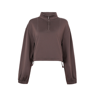 annerun立领运动上衣长袖薄绒保暖卫衣女春秋休闲健身服瑜伽服装