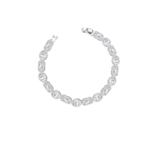 AJIDOU阿吉豆手链女款白色方糖锆石手串轻奢高级感串珠手腕手饰品