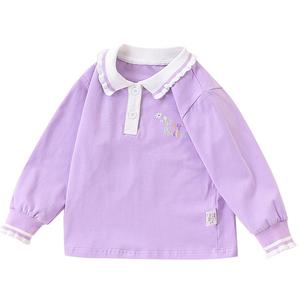 女童polo衫春季新款童装儿童纯棉洋气长袖T恤衫宝宝小童打底上衣